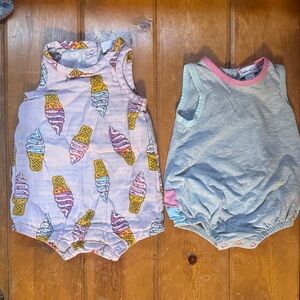 Ice Cream Print and Gray Baby Rompers